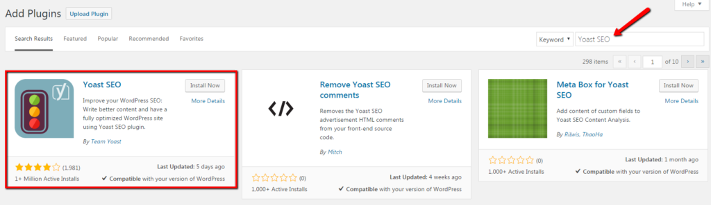 Install yoast plugin